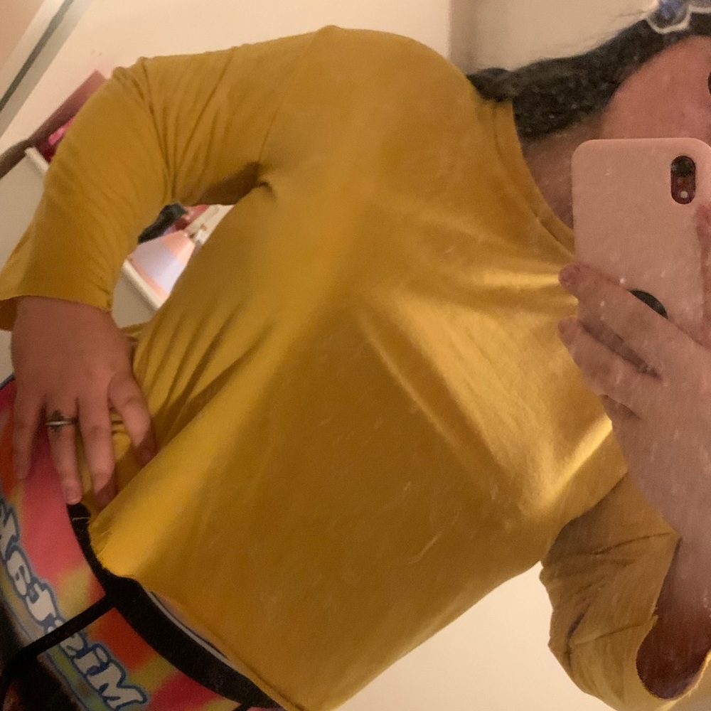 Dark Yellow Short-cut Long Sleeved Shirt